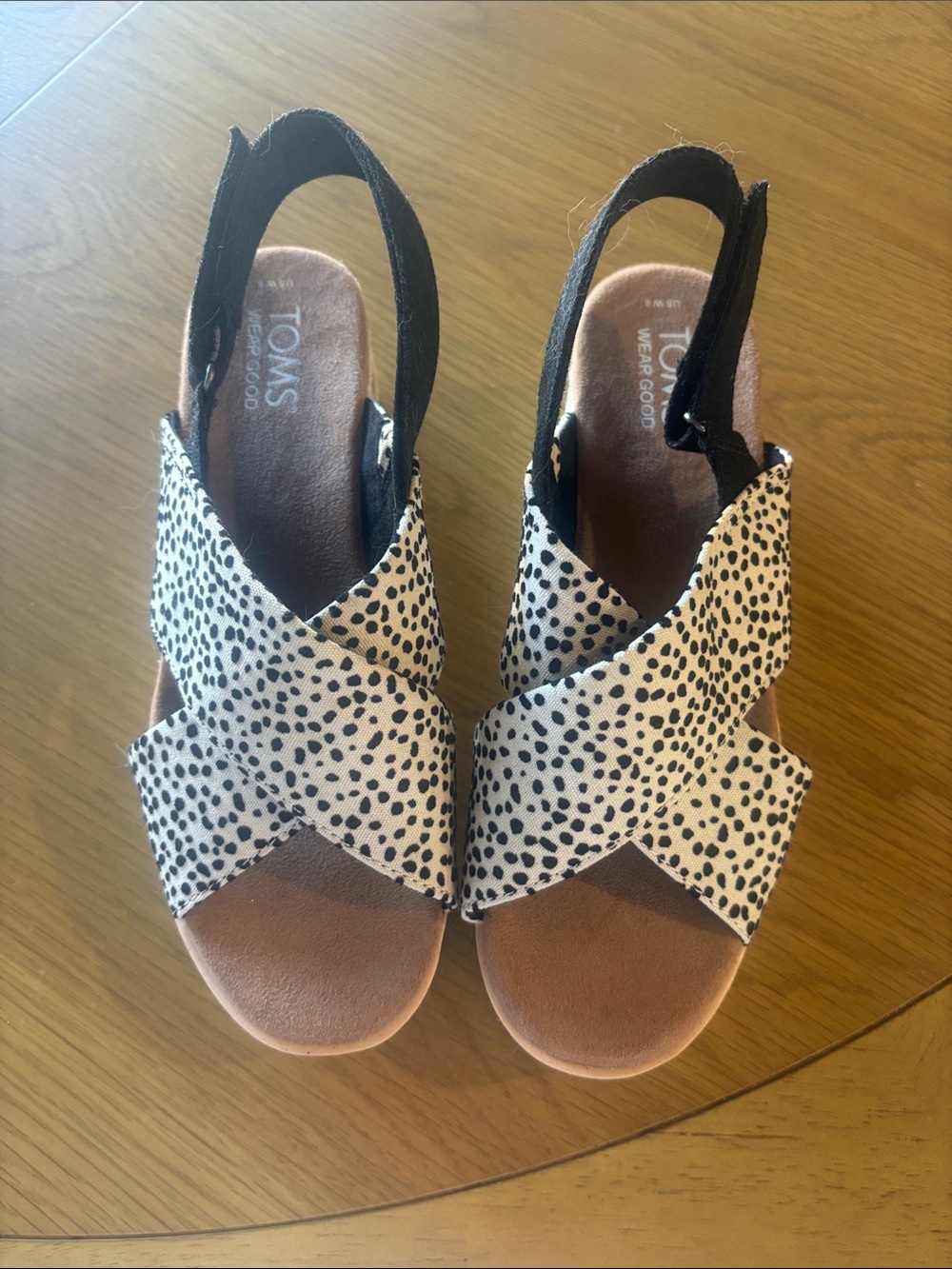 Toms Women's Black & White Dalmatian Crisscross Slingback Sandals